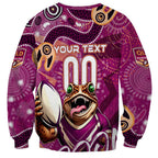 Personalized QLD Rugby League Sweatshirt Maroons Aboriginal Art