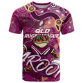 Personalized QLD Rugby League T Shirt Maroons Aboriginal Art
