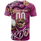 Personalized QLD Rugby League T Shirt Maroons Aboriginal Art