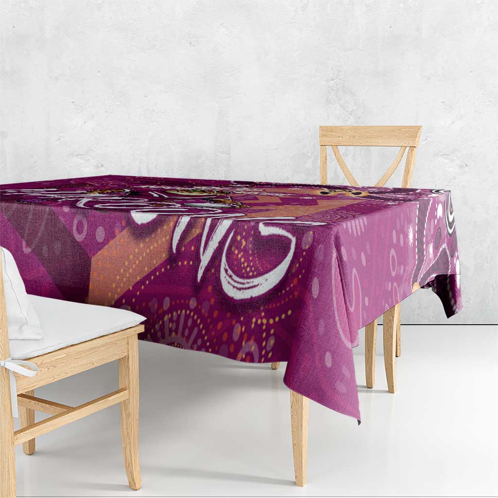 Personalized QLD Rugby League Tablecloth Maroons Aboriginal Art