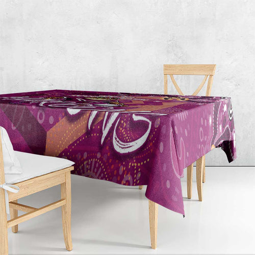 Personalized QLD Rugby League Tablecloth Maroons Aboriginal Art