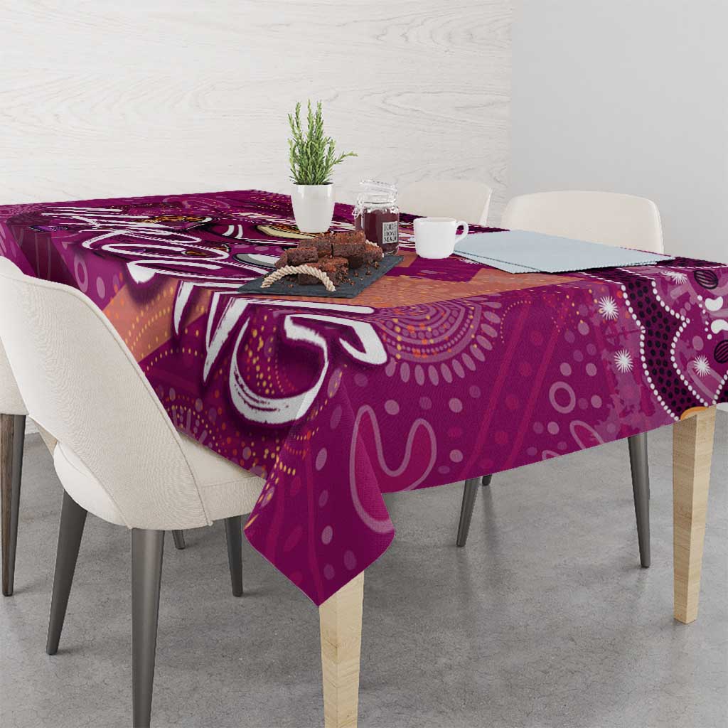 Personalized QLD Rugby League Tablecloth Maroons Aboriginal Art