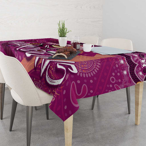 Personalized QLD Rugby League Tablecloth Maroons Aboriginal Art
