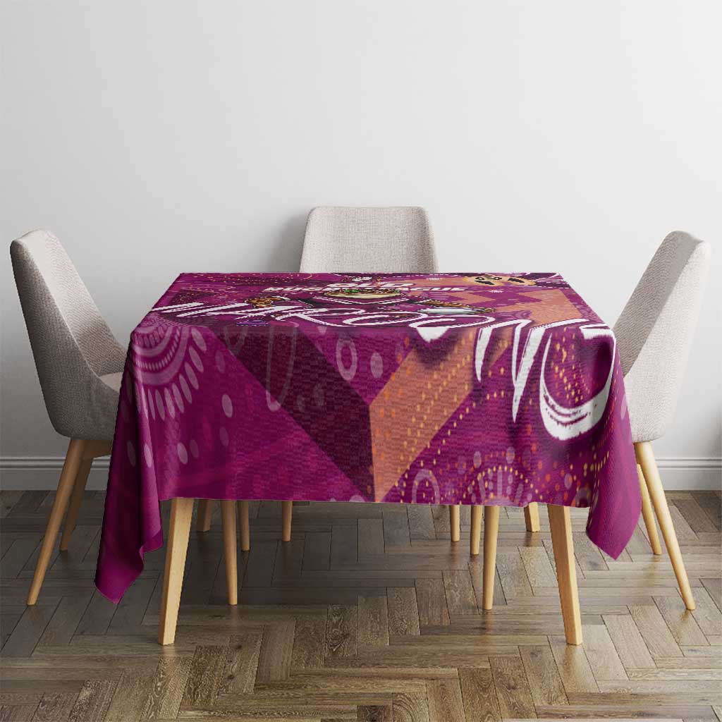 Personalized QLD Rugby League Tablecloth Maroons Aboriginal Art