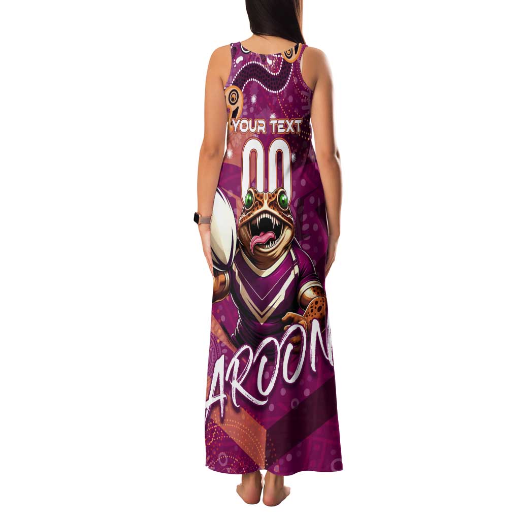 Personalized QLD Rugby League Tank Maxi Dress Maroons Aboriginal Art