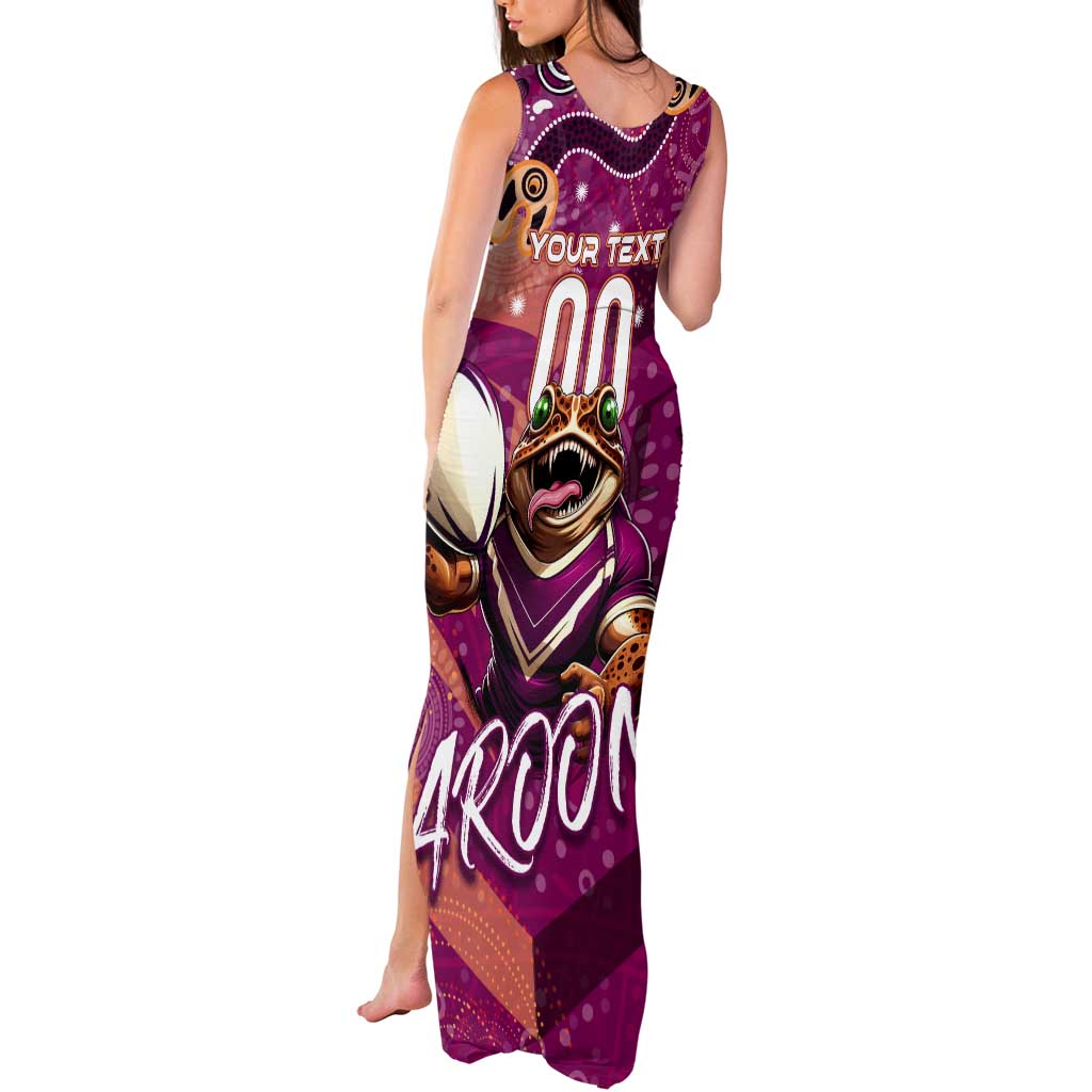 Personalized QLD Rugby League Tank Maxi Dress Maroons Aboriginal Art