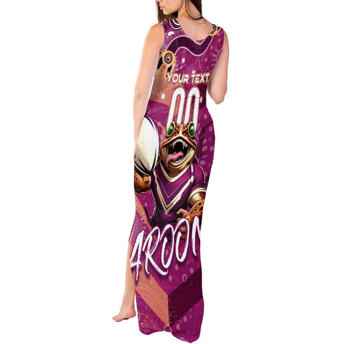 Personalized QLD Rugby League Tank Maxi Dress Maroons Aboriginal Art