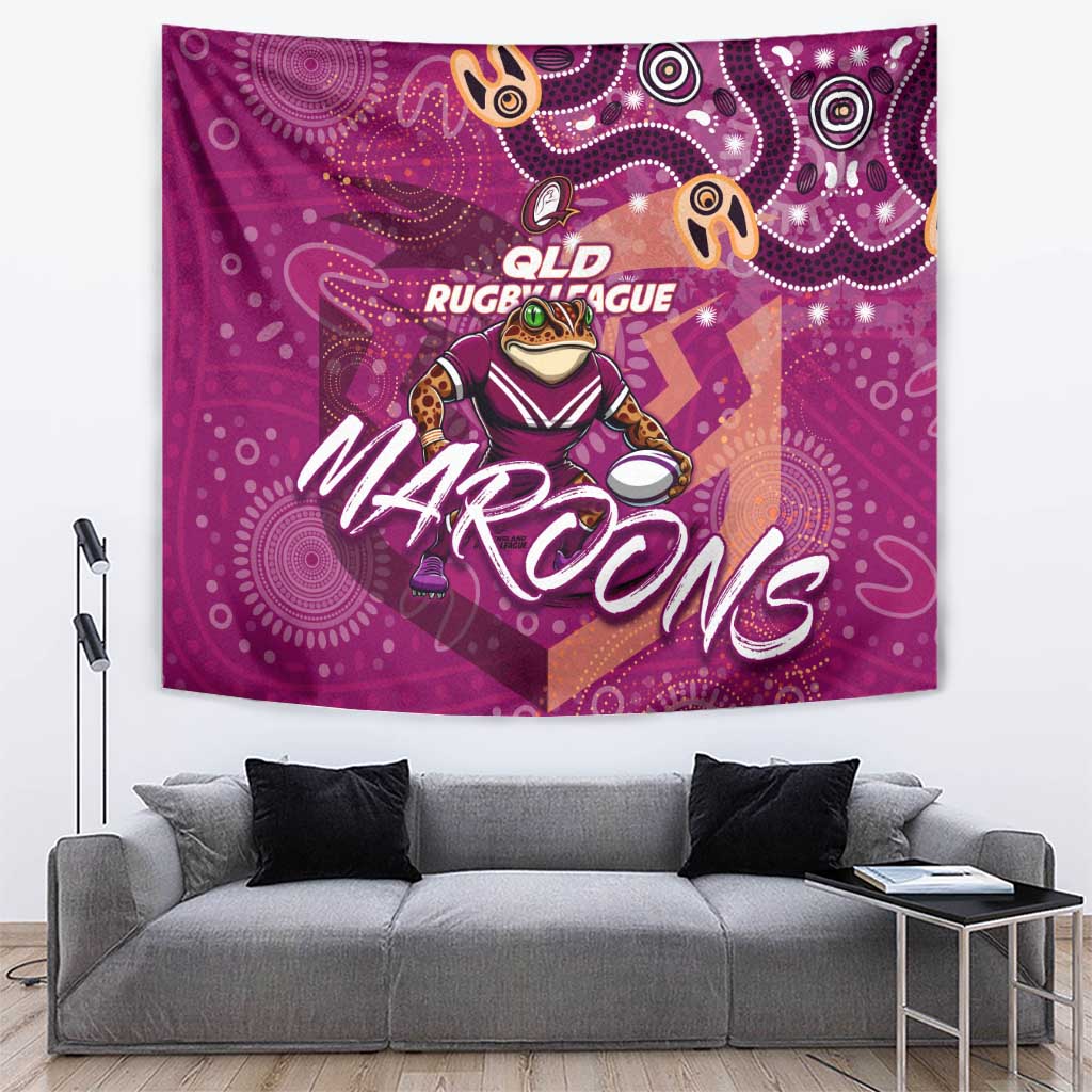 Personalized QLD Rugby League Tapestry Maroons Aboriginal Art