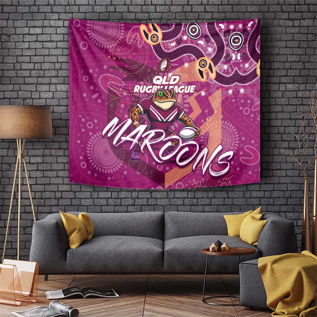 Personalized QLD Rugby League Tapestry Maroons Aboriginal Art