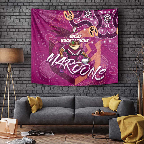 Personalized QLD Rugby League Tapestry Maroons Aboriginal Art
