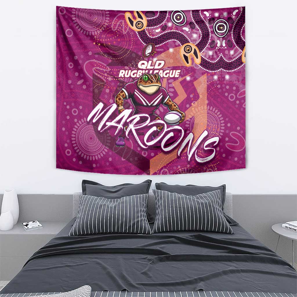 Personalized QLD Rugby League Tapestry Maroons Aboriginal Art