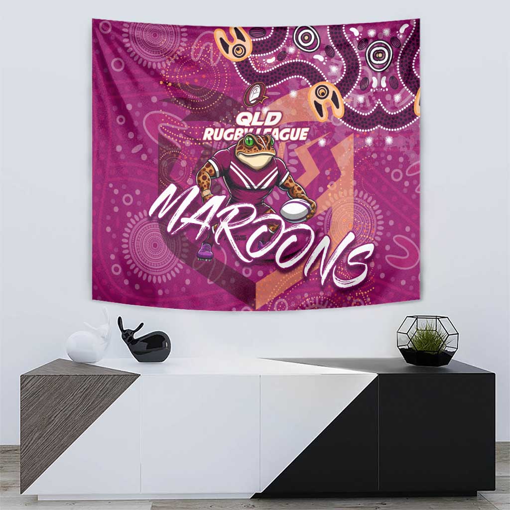 Personalized QLD Rugby League Tapestry Maroons Aboriginal Art