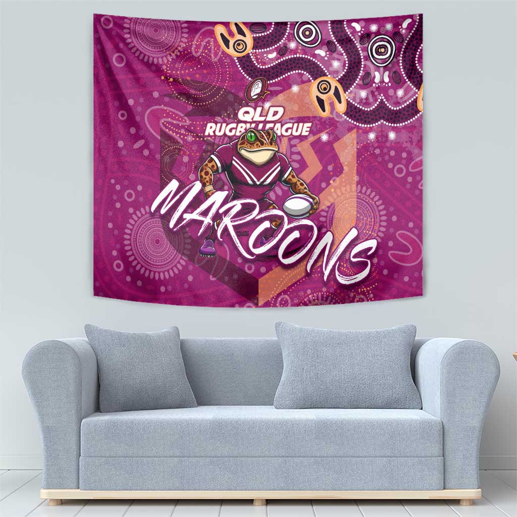 Personalized QLD Rugby League Tapestry Maroons Aboriginal Art