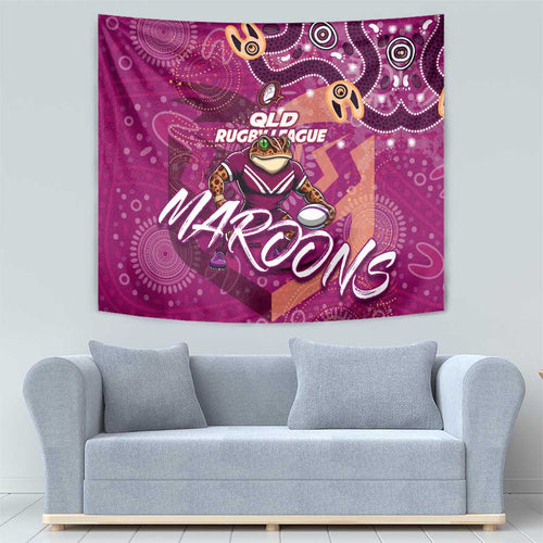Personalized QLD Rugby League Tapestry Maroons Aboriginal Art