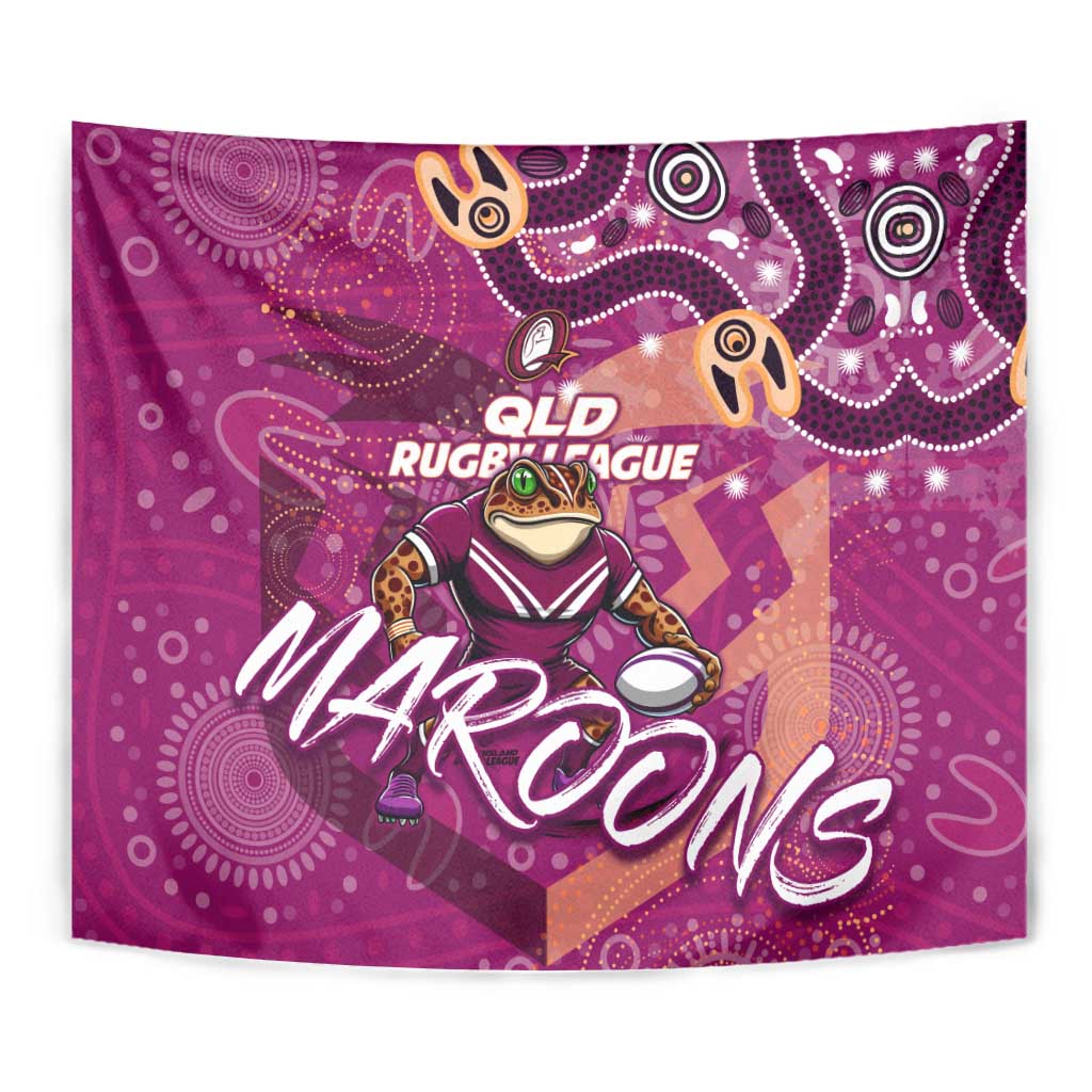 Personalized QLD Rugby League Tapestry Maroons Aboriginal Art