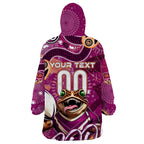 Personalized QLD Rugby League Wearable Blanket Hoodie Maroons Aboriginal Art