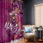 Personalized QLD Rugby League Window Curtain Maroons Aboriginal Art