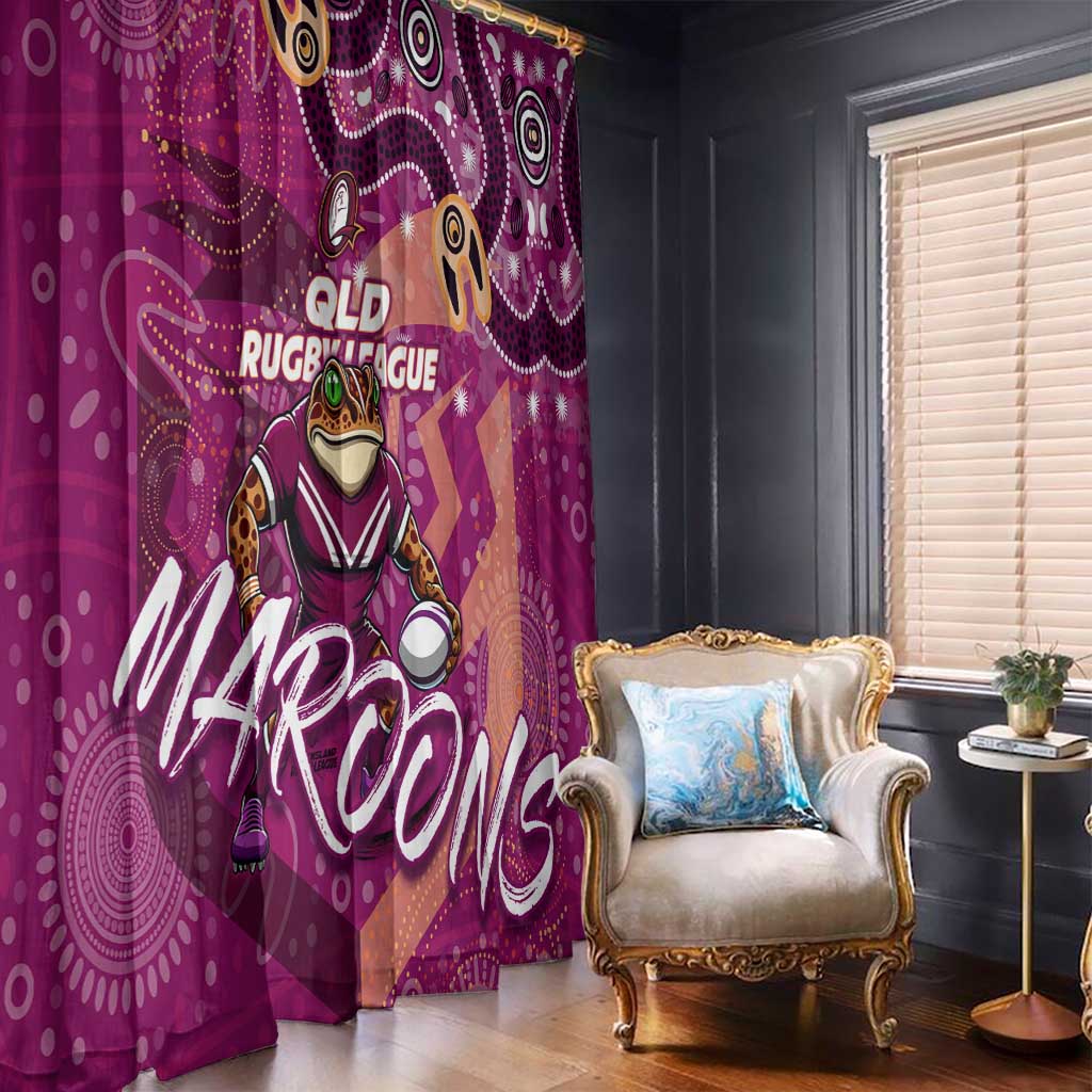 Personalized QLD Rugby League Window Curtain Maroons Aboriginal Art