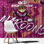 Personalized QLD Rugby League Window Curtain Maroons Aboriginal Art