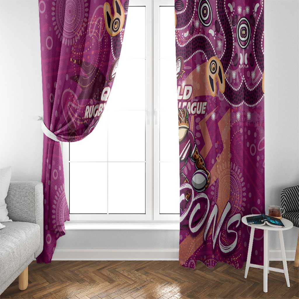 Personalized QLD Rugby League Window Curtain Maroons Aboriginal Art