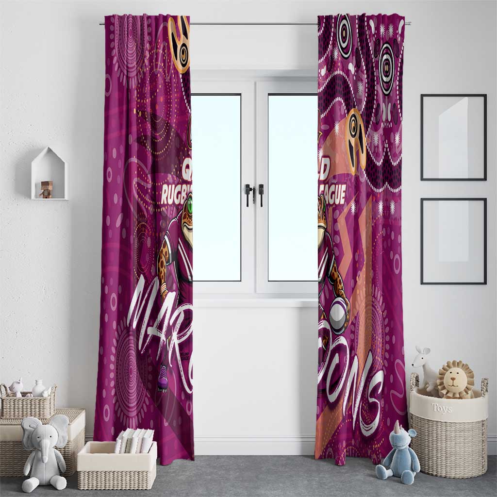 Personalized QLD Rugby League Window Curtain Maroons Aboriginal Art