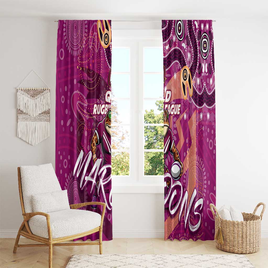 Personalized QLD Rugby League Window Curtain Maroons Aboriginal Art