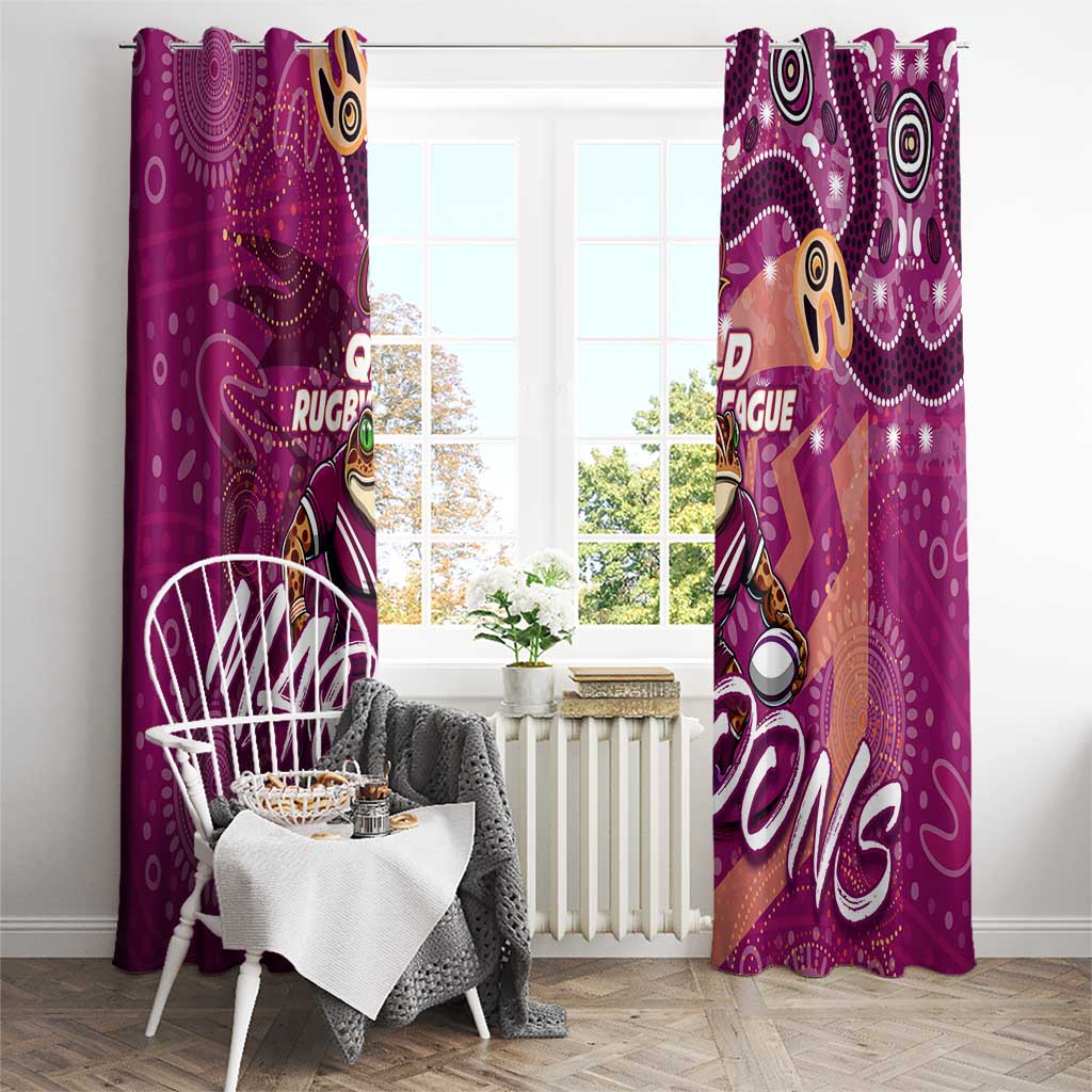 Personalized QLD Rugby League Window Curtain Maroons Aboriginal Art