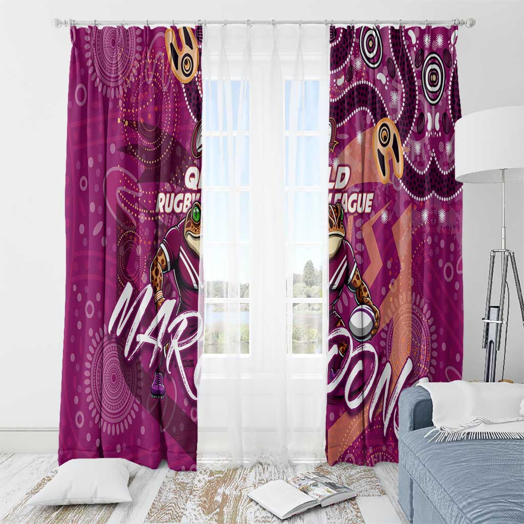Personalized QLD Rugby League Window Curtain Maroons Aboriginal Art