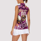 Personalized QLD Rugby League Women Sleeveless Polo Shirt Maroons Aboriginal Art
