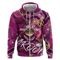 Personalized QLD Rugby League Zip Hoodie Maroons Aboriginal Art