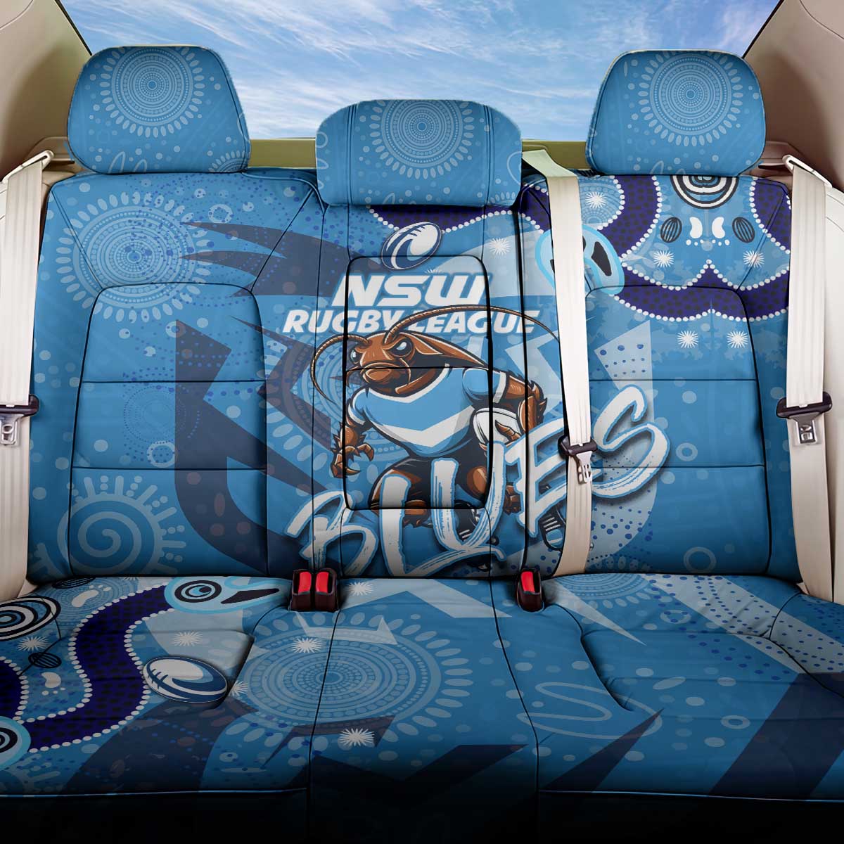 Personalized NSW Rugby League Back Car Seat Cover Blues Mascot Indigenous