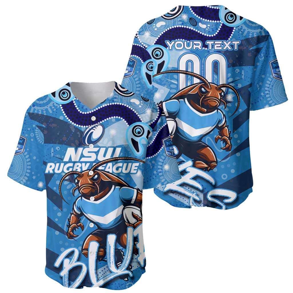 Personalized NSW Rugby League Baseball Jersey Blues Mascot Indigenous