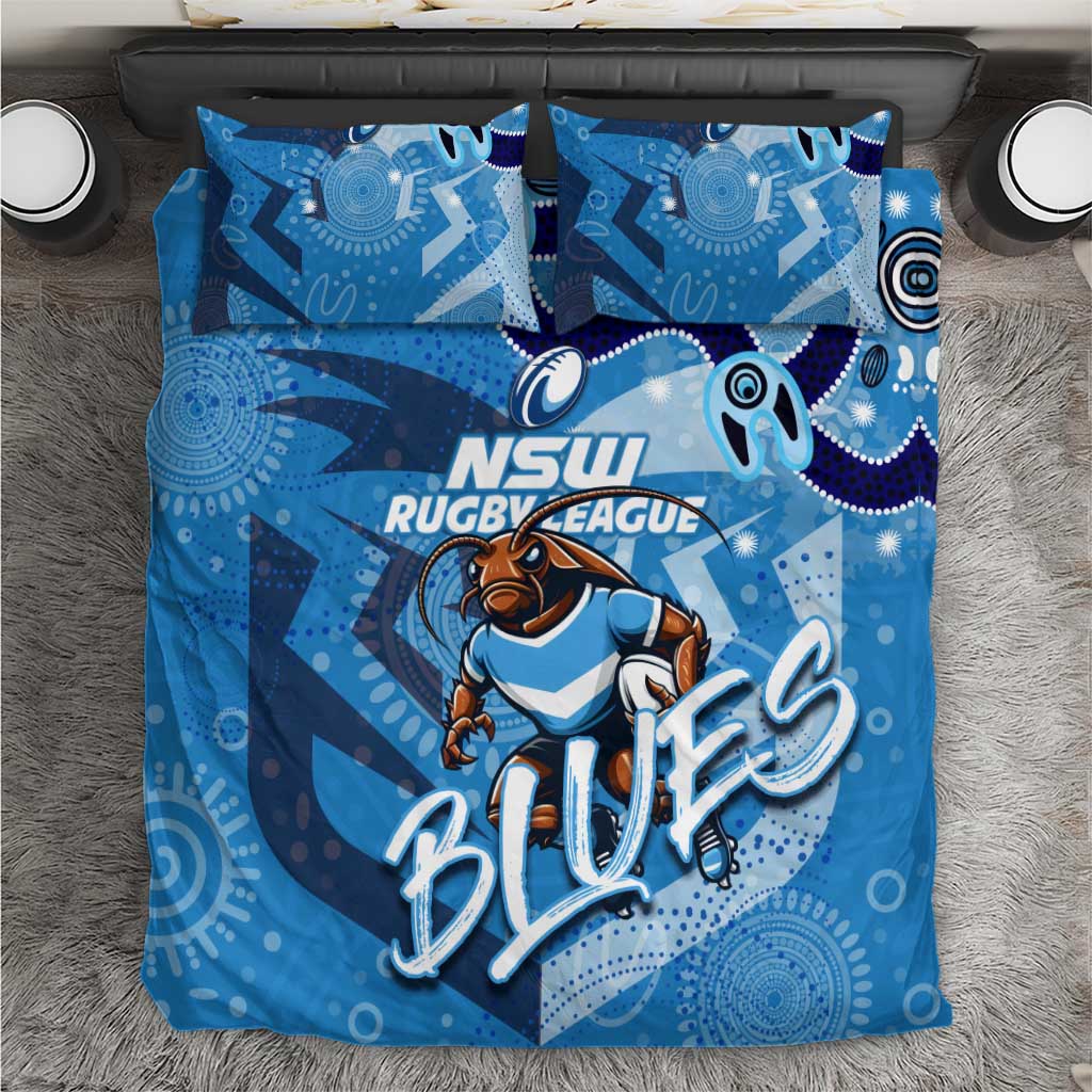 Personalized NSW Rugby League Bedding Set Blues Mascot Indigenous
