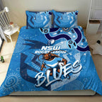Personalized NSW Rugby League Bedding Set Blues Mascot Indigenous