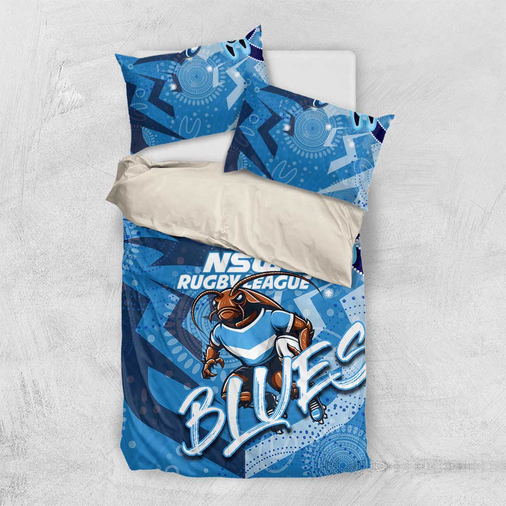 Personalized NSW Rugby League Bedding Set Blues Mascot Indigenous