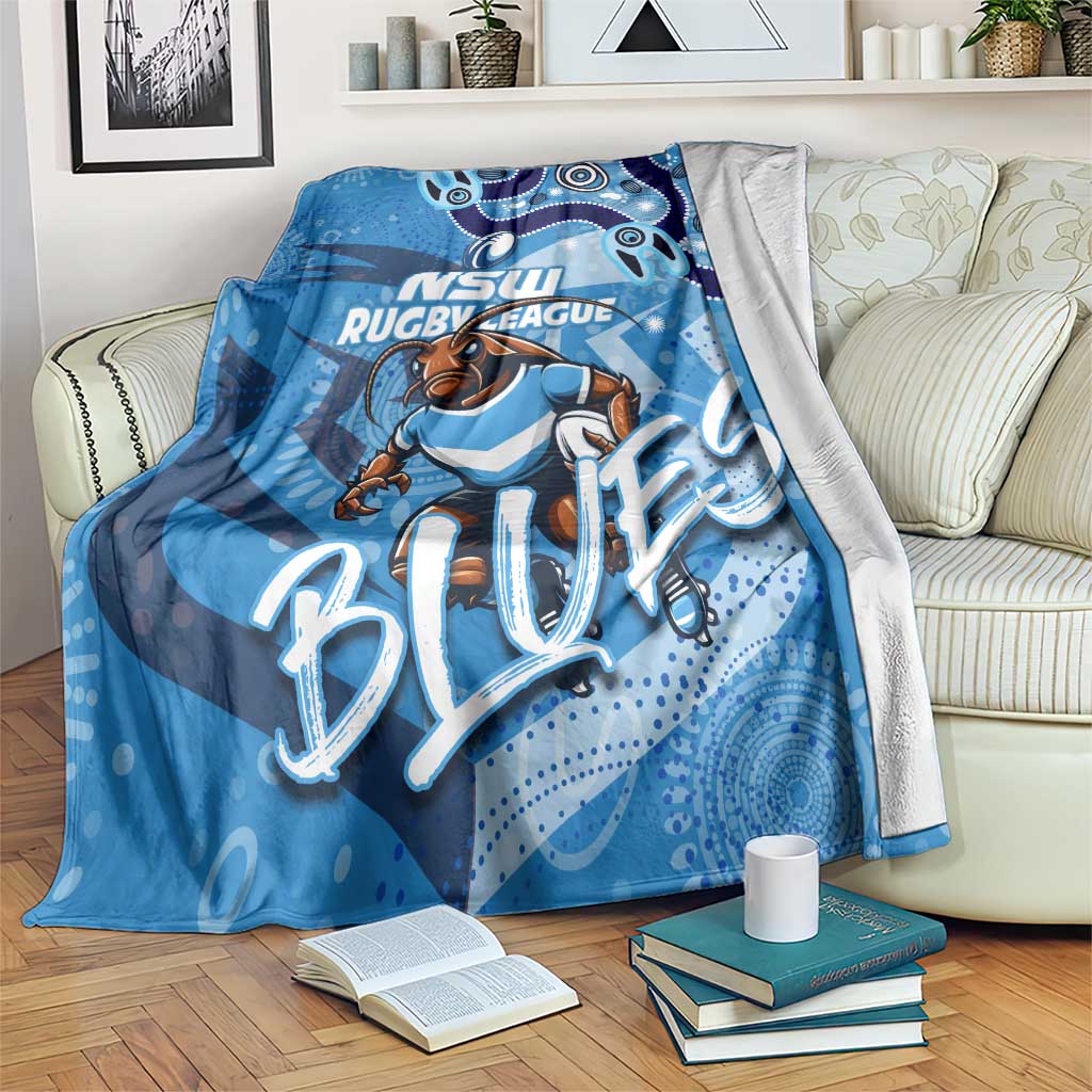 Personalized NSW Rugby League Blanket Blues Mascot Indigenous