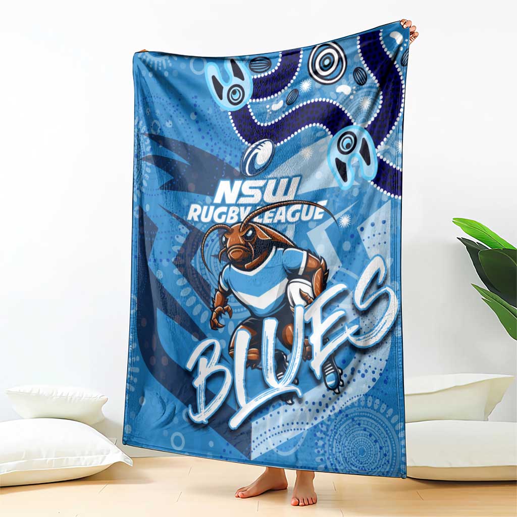 Personalized NSW Rugby League Blanket Blues Mascot Indigenous