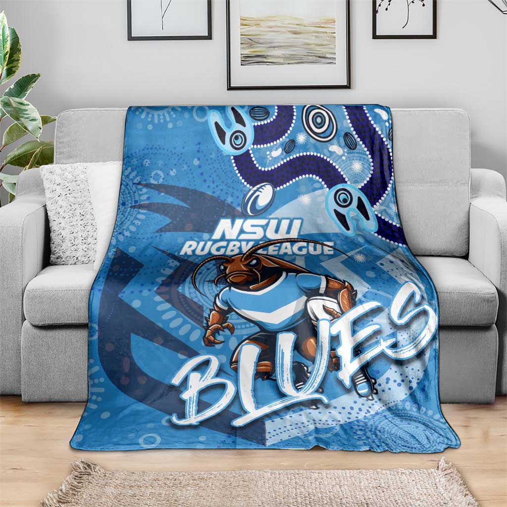 Personalized NSW Rugby League Blanket Blues Mascot Indigenous