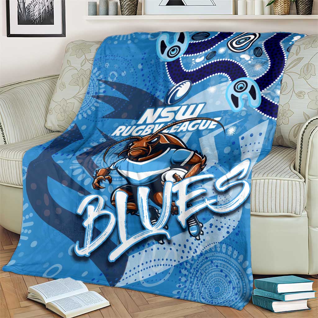 Personalized NSW Rugby League Blanket Blues Mascot Indigenous