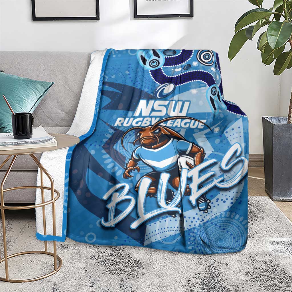 Personalized NSW Rugby League Blanket Blues Mascot Indigenous