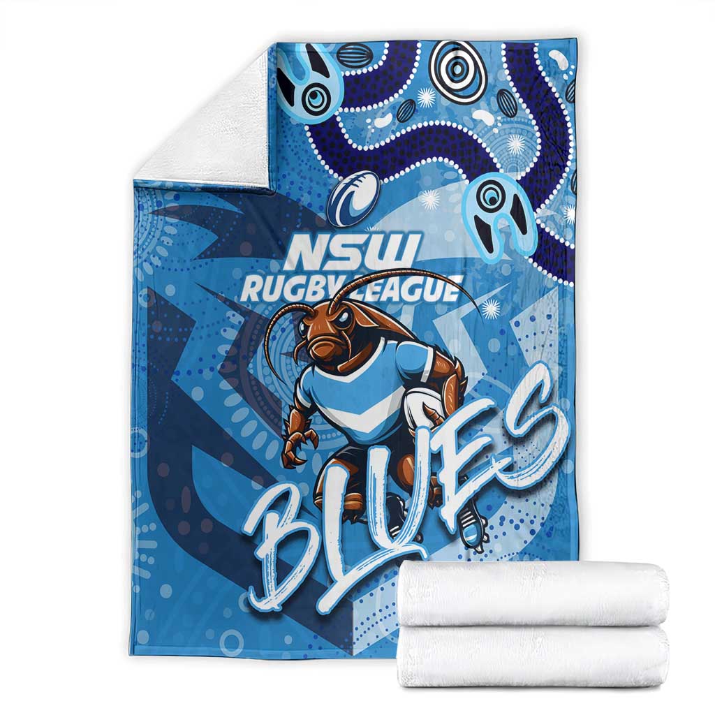 Personalized NSW Rugby League Blanket Blues Mascot Indigenous