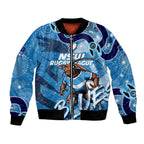 Personalized NSW Rugby League Bomber Jacket Blues Mascot Indigenous