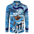Personalized NSW Rugby League Button Sweatshirt Blues Mascot Indigenous