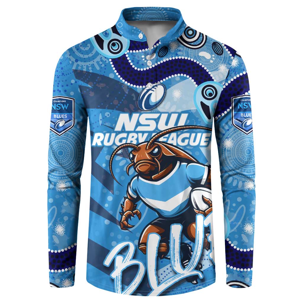Personalized NSW Rugby League Button Sweatshirt Blues Mascot Indigenous