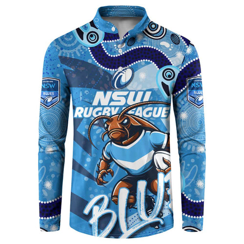 Personalized NSW Rugby League Button Sweatshirt Blues Mascot Indigenous