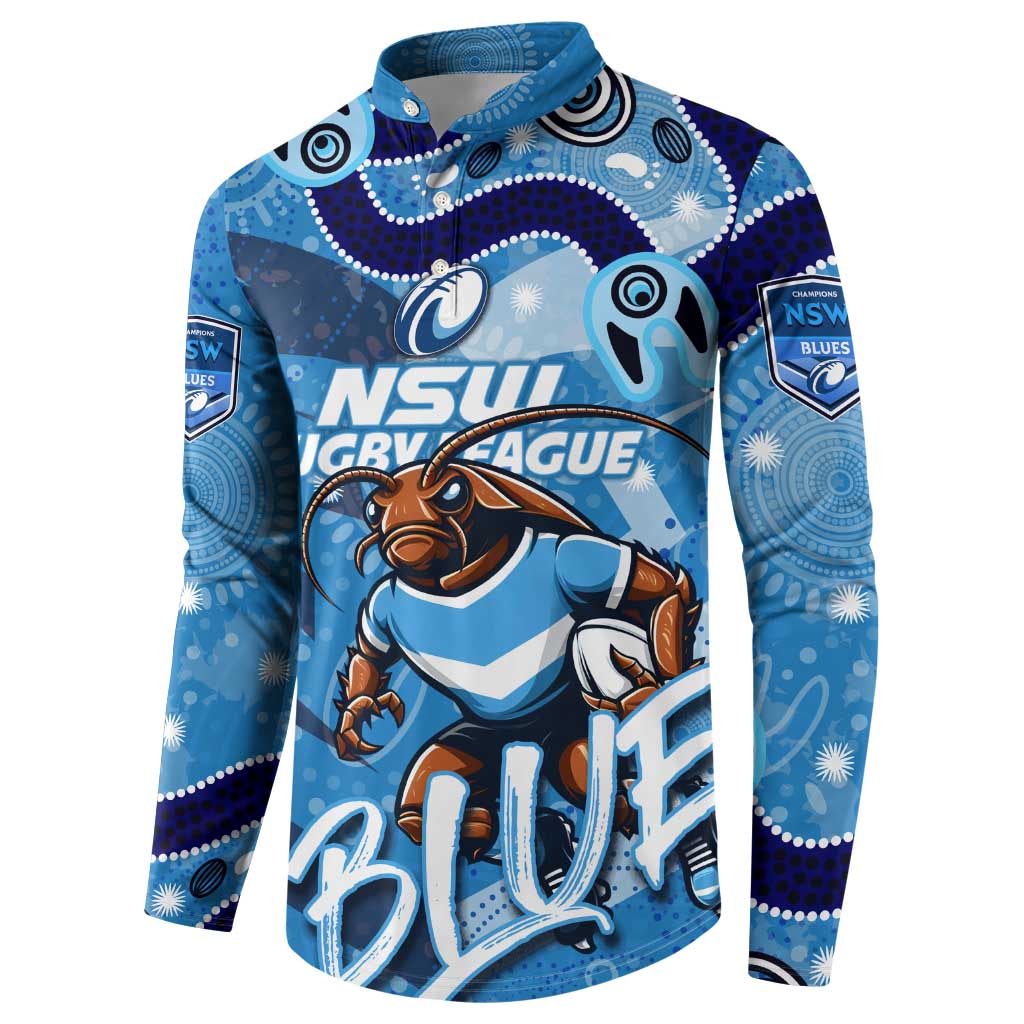 Personalized NSW Rugby League Button Sweatshirt Blues Mascot Indigenous