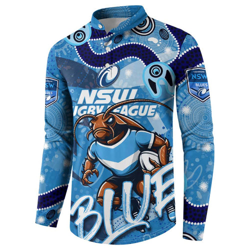 Personalized NSW Rugby League Button Sweatshirt Blues Mascot Indigenous