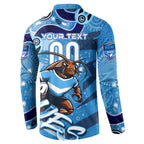 Personalized NSW Rugby League Button Sweatshirt Blues Mascot Indigenous