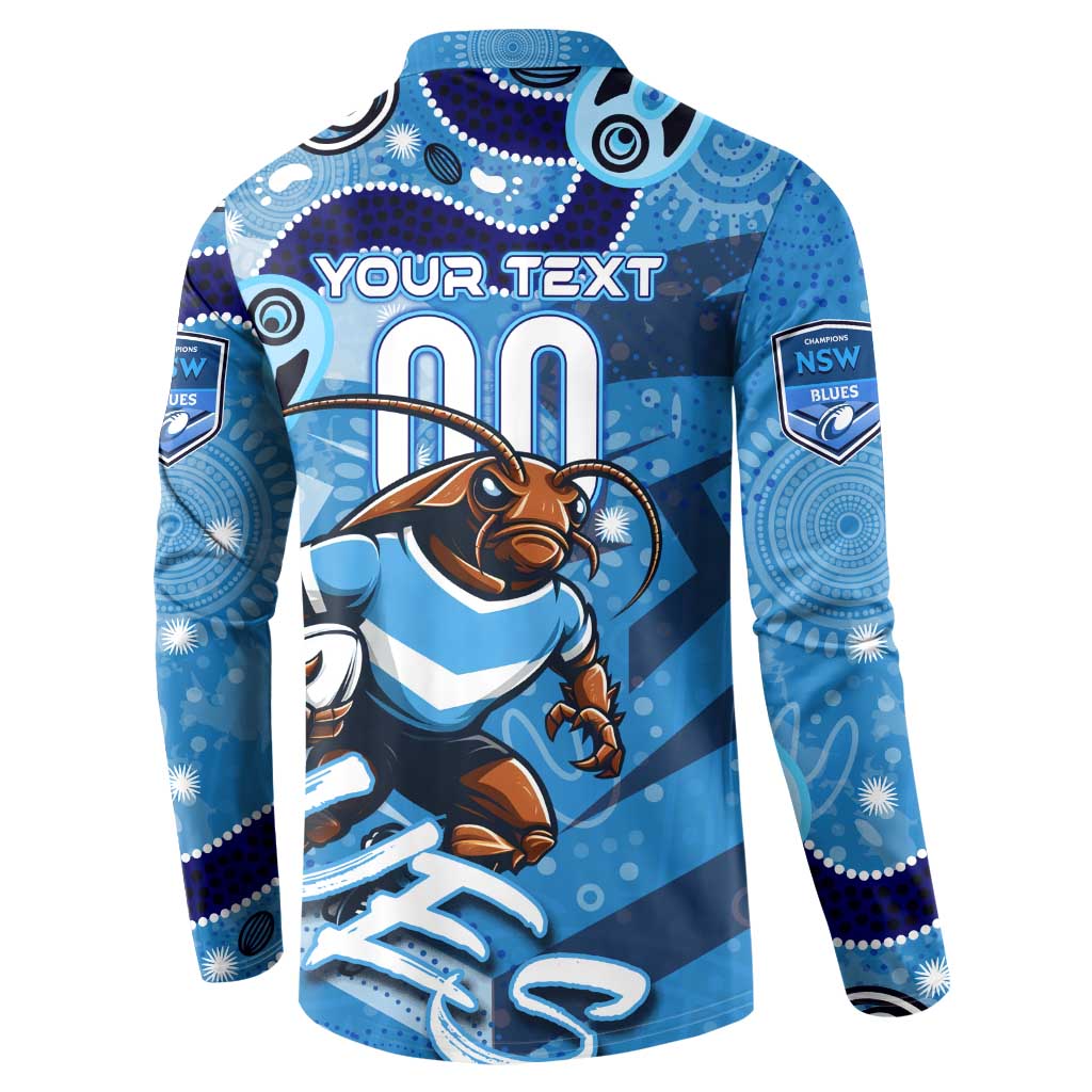 Personalized NSW Rugby League Button Sweatshirt Blues Mascot Indigenous