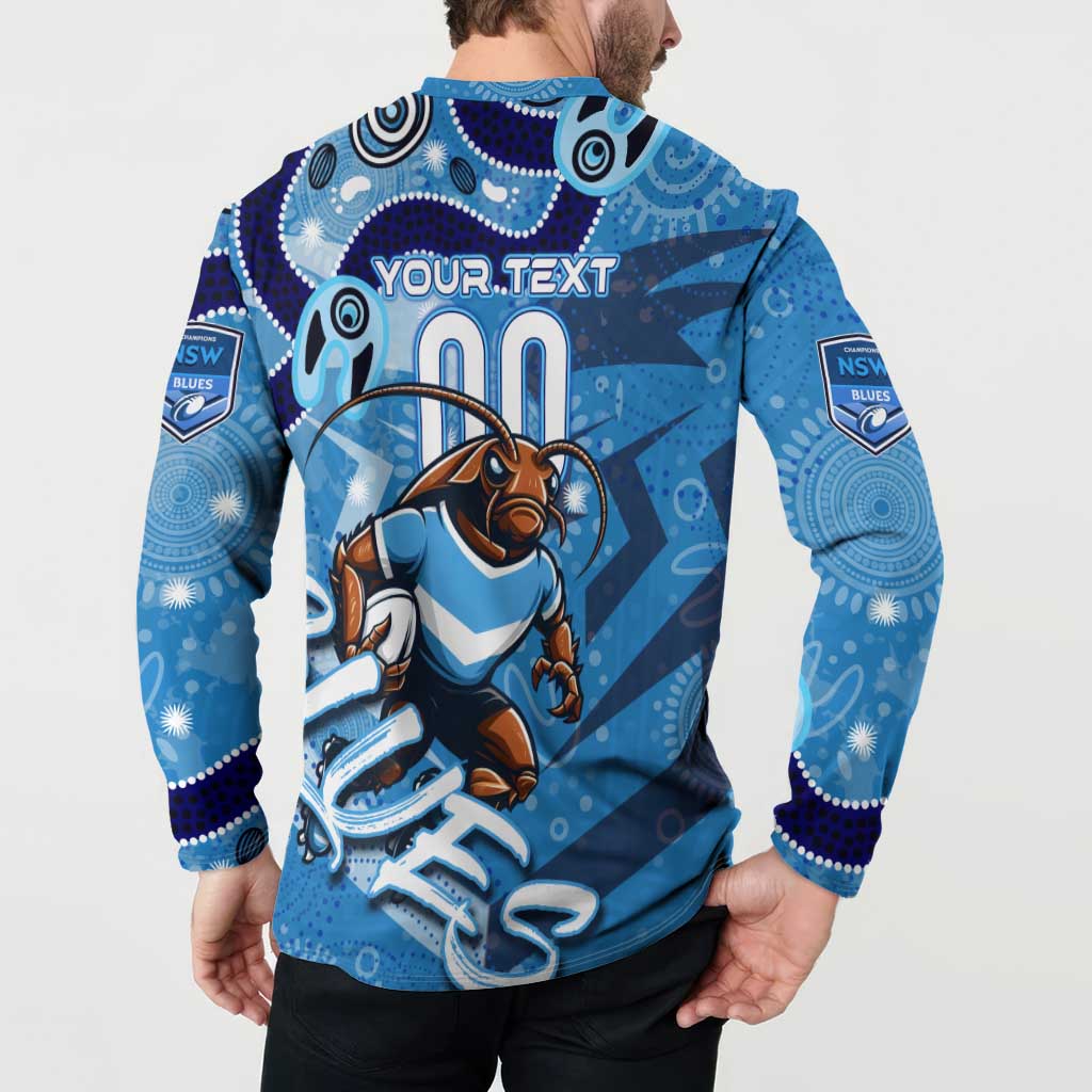 Personalized NSW Rugby League Button Sweatshirt Blues Mascot Indigenous